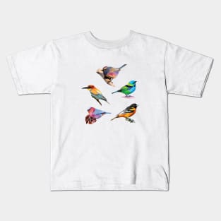 Lovely Birds Low Poly Kids T-Shirt